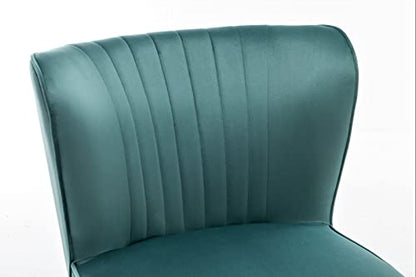 Container Furniture Direct Modern Velvet Accent Chair for Living Room, Bedroom, or Entryway, Stylish and Comfortable Armless Design with Metal Legs, Teal - color: Teal