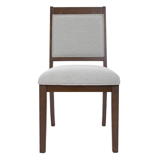 HomePop Open Back Upholstered Wood Frame Dining Chairs - Gray Solid Woven (Set of 2) - color: Gray Solid Woven (Set of 2), style: Pack of 2