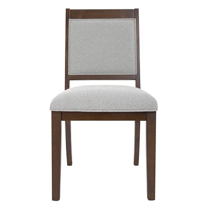 HomePop Open Back Upholstered Wood Frame Dining Chairs - Gray Solid Woven (Set of 2) - color: Gray Solid Woven (Set of 2), style: Pack of 2