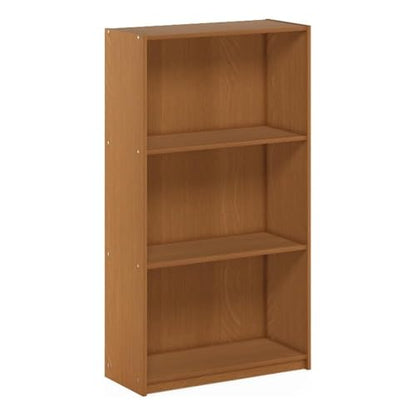 Furinno Basic Book Shelf, 3-Tier Modern Bookshelf, Bookcase with Open Shelves, 9.3 x 21.8 x 39.5, for Living Room, Bedroom, Home Office, Natural Oak - color: Natural Oak, size: 3-Tier