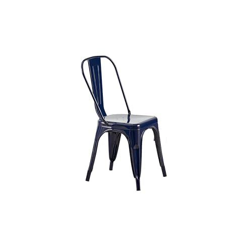 AC Pacific 18 Inch Seat Height Industrial Metal Dining Chairs, Stackable Kitchen or Bar Seat, Durable Modern Design, Versatile Accent Furniture, Set of 2, Dark Blue - color: Dark Blue, size: Set of 2