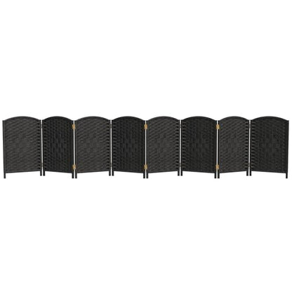 Red Lantern 2 ft. Short Diamond Weave Fiber Folding Screen - Black - 8 Panel - color: Black, size: 8 Panel