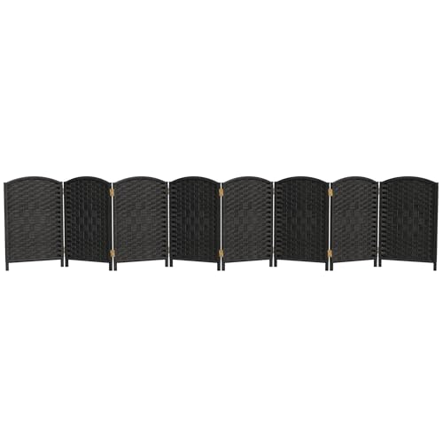 Red Lantern 2 ft. Short Diamond Weave Fiber Folding Screen - Black - 8 Panel - color: Black, size: 8 Panel