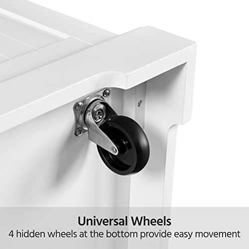 Yaheetech Rolling Kitchen Island Cart with 3 Drawers & Open Shelves, White | Mobile Kitchen Island with Storage on Wheels with Adjustable Shelves, Thick Rubberwood Top for Dining/Living Room/Kitchen Bar - color: White
