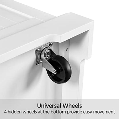 Yaheetech Rolling Kitchen Island Cart with 3 Drawers & Open Shelves, White | Mobile Kitchen Island with Storage on Wheels with Adjustable Shelves, Thick Rubberwood Top for Dining/Living Room/Kitchen Bar - color: White