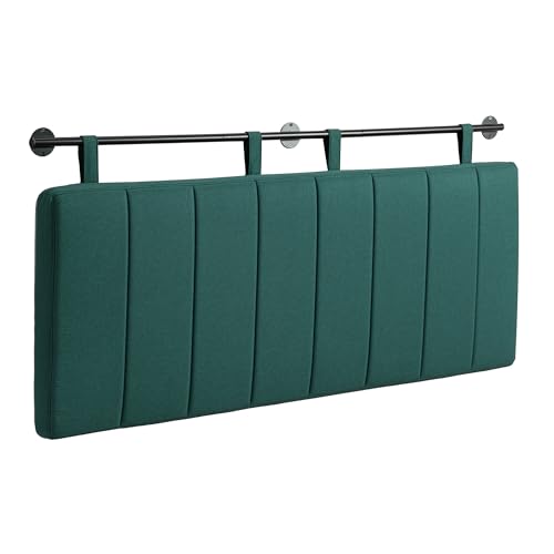 Queen Headboard Only, Wall Mounted Hanging Upholstered Bed Head Board | Modern Vertical Channel Design of Fine Linen, Elegant Dark Green Fluted Headboard for Bedroom (Dark Green, Queen Size ) - color: Linen/Green, size: Queen