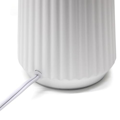 Simple Designs LT1169-OFF 15.94" Glow & Flow Minimalist Grooved Ceramic Table Lamp, Monochromatic Fabric Shade, Textured Accent Lighting, for Bedroom, Office, Living Room, Off-White - color: Off-White