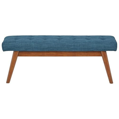 Amazon Basics Modern Haraden Upholstered Button-Tufted Bench, Blue, 16 x 44 x 17 in - color: Blue, style: Americana