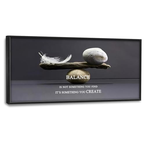 Zen Large Wall Art Motivational Quotes Office Wall Decor Inspirational Balance Stone Pictures Canvas Prints Framed Artwork Home Decorations Above Over Bed for Living Room Bathroom 60"x30" - color: Balance Stone, size: 60"L x 30"W