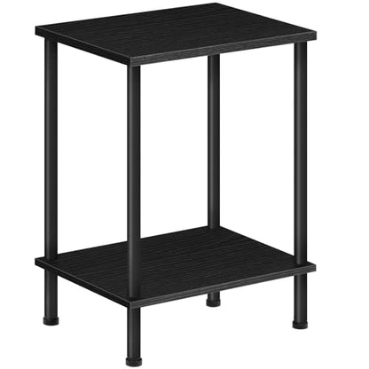 HOOBRO End Table, Small Side Table, Nightstand with 2-Layer Storage Shelves, Sofa Table for Small Spaces, Living Room, Bedroom, Stable Frame, Easy Assembly, Black BB09BZ01 - color: Black