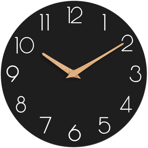 cicininc 10 Inch Battery Operated Wall Clock, Silent Analog, Black | Living Room | Kitchen | Office | Bathroom | Modern Style | Easy-to-read Numbers - color: C_black, size: 10"