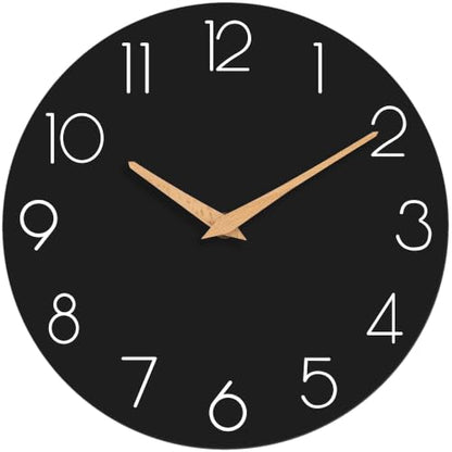 cicininc 10 Inch Battery Operated Wall Clock, Silent Analog, Black | Living Room | Kitchen | Office | Bathroom | Modern Style | Easy-to-read Numbers - color: C_black, size: 10"