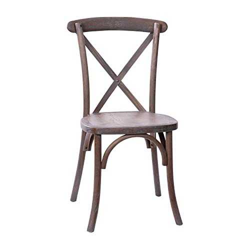 Merrick Lane Bardstown X-Back Bistro Style Wooden Dining Chair for Kitchens and Dining Rooms, High-Back Wood Stackable Kitchen Chair, Dark Driftwood - color: Dark Driftwood