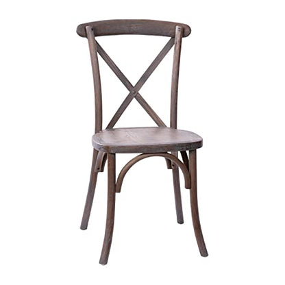 Merrick Lane Bardstown X-Back Bistro Style Wooden Dining Chair for Kitchens and Dining Rooms, High-Back Wood Stackable Kitchen Chair, Dark Driftwood - color: Dark Driftwood