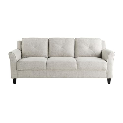 Studio Living Harrington 80.3" Sofa, Transitional Modern, Pocket Coil Comfort, Easy Assembly, Woven Fabric, Beige - color: Beige, size: Sofa