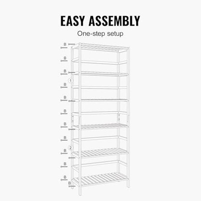 VEVOR 6-Tier Bamboo Shelf, Open Wood Bookshelf, Display Storage Rack Organizer, Freestanding Flower Plant Stand, Multifunctional Bamboo Bookshelf Ideal for Bathroom, Bedroom, Office, Study, Natural - style: 6-Tier