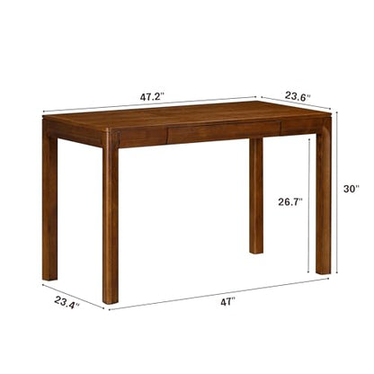 Flow Modern Wooden Rectangle Desk Table with Hidden Drawer – Waterproof & Heat Resistant, Dark Walnut - color: Dark Walnut, size: 47 Inch, style: Desk