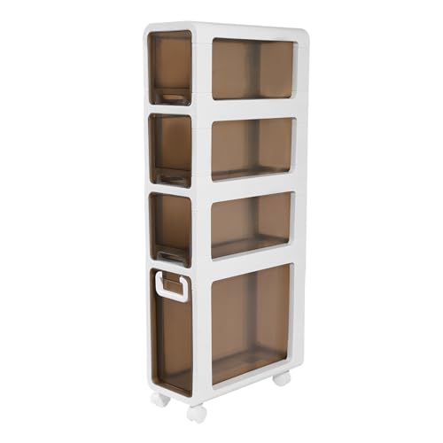 4-Tier Bathroom Floor Cabinet,Narrow Slim Storage Cabinet with Wheels,Movable Cabinet for Small Sapce, Bathroom,Living Room - size: 4-Tier-7.9"W