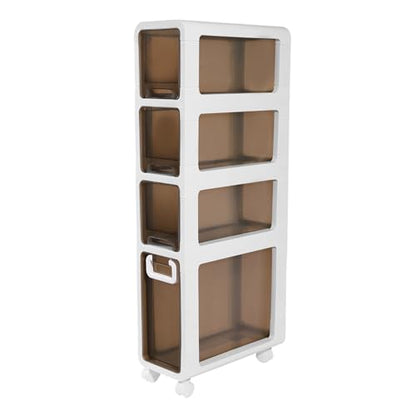 4-Tier Bathroom Floor Cabinet,Narrow Slim Storage Cabinet with Wheels,Movable Cabinet for Small Sapce, Bathroom,Living Room - size: 4-Tier-7.9"W