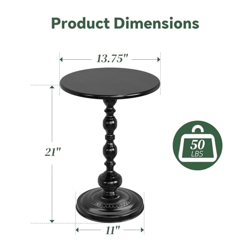 Simple Trending Small Side Table, Round Drink Table End Table, Sofa Table TV Tray Table, Pedestal Coffee Table for Living Room, Black - color: Black