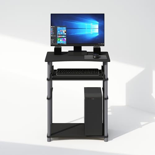 Furinno Home Desk, 23.6" Wide Gaming Desk with Keyboard Tray, Computer Desk, Office Writing Desk for Home Office, Bedroom, Black - color: Black/Grey, size: 15.6 x 23.6 x 29.8 Inch