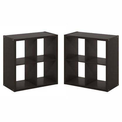 Furinno Cubicle Book Shelf Set of 2, 4-Cube Bookshelf, Black Dark Oak | 14.6 x 30 x 30, 1.2" Thick Frame Bookcase with Reversible Open Back, for Living Room, Bedroom, Home Office - color: Black Dark Oak, size: Set of 2, 4-Cube