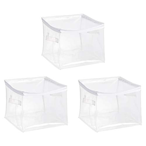 Amazon Basics Clear Zippered Storage Bags for Closet Organization, Stackable Clothing and Linen Storage Containers, 3-Pack - size: 3-Pack