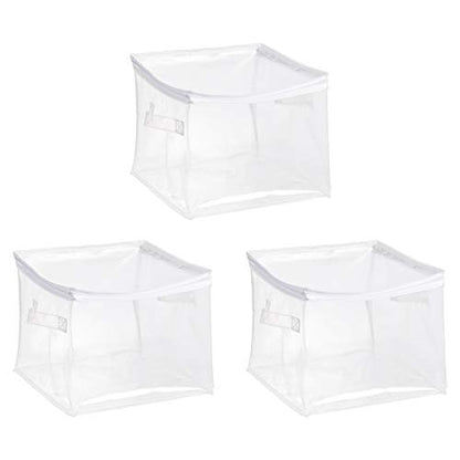 Amazon Basics Clear Zippered Storage Bags for Closet Organization, Stackable Clothing and Linen Storage Containers, 3-Pack - size: 3-Pack