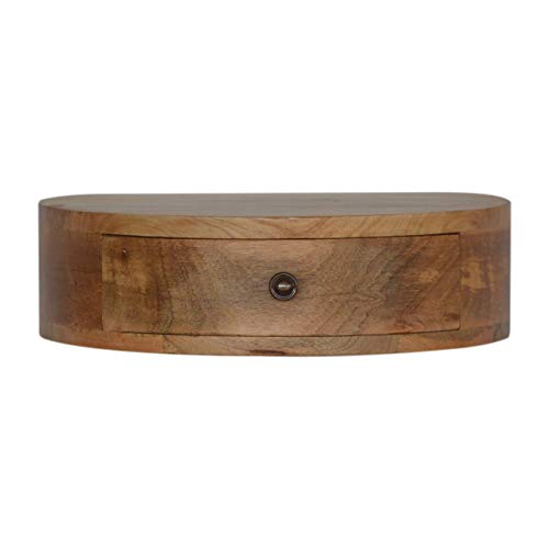 HomeRoots 16" Brown Solid Wood Round One Drawer Floating Nightstand