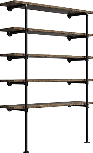 Industrial Retro Wall Mount iron Pipe Shelf,DIY Open Bookshelf,Hung Bracket,Home Improvement Kitchen Shelves,Tool Utility Shelves, Office shelves, bookshelves and bookcases (2Pcs) - size: 12“ Deep 2Pcs