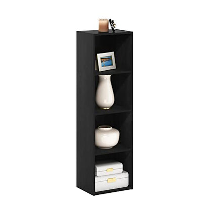 Furinno PASIR Book Shelf, 4-Tier Modern Bookshelf, Open Shelves Bookcase 9 x 12 x 42, Easy Assembly, for Living Room, Bedroom, Home Office, Blackwood - color: Blackwood, size: 4-Tier Cube