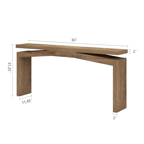 Console Tables for Entryway 63-Inch, Natural Brown | Wooden Sofa Tables Narrow Long Behind Couch Farmhouse, Modern Entryway Tables Rectangular for Entrance, Home, Living Room - color: Natural Brown