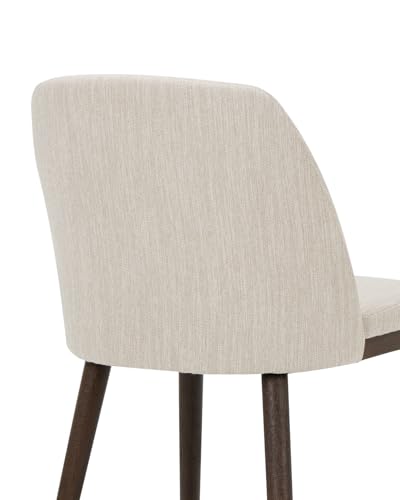 Upholstered Dining Chairs Set of 4 - Modern Dining Room Chairs, Mid-Back Restaurant Kitchen Chairs with Wooden Legs, Beige