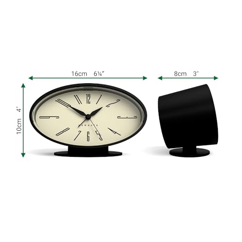 NEWGATE® Ronnie Alarm Clock | Oval Retro Design | Black Soft Rubberised Finish | Ideal for Bedside, Desk or Shelf | Modern, Retro mid-Century Bedroom & Office Accessory - color: Silicone Black
