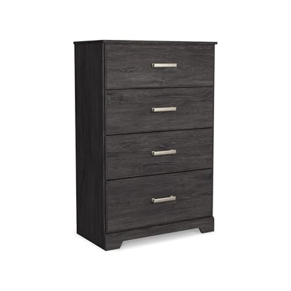 Signature Design by Ashley Belachime Casual 4 Drawer Chest with Easy Glide and Safety Stop, Gray - color: Black, style: Chest of Drawers