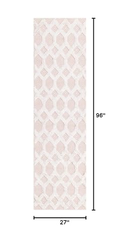 Rugs.com - Sabrina Soto Casa Rug – 8 Ft Runner Pink Modern High-Low Textured Runner for Hallways and Entryways - color: Pink, size: 2'3" x 8' (Runner)