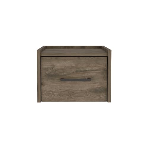 Boa Floating Nightstand with Handle, Dark Brown Wall-Mounted End Table and Side Table, Single Drawer Design for Efficient Bedroom Storage