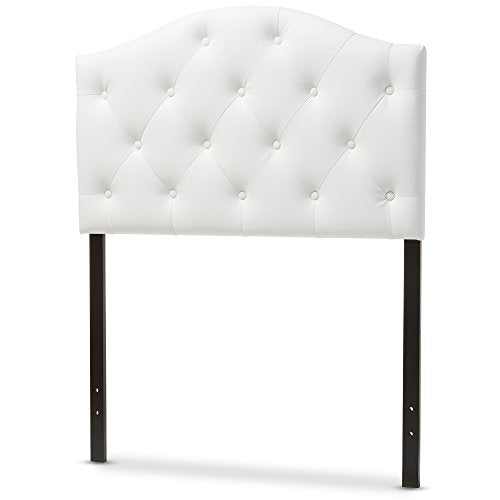 Baxton Studio Myra Modern and Contemporary White Faux Leather Upholstered Button-Tufted Scalloped Twin Size Headboard - color: White, size: Twin