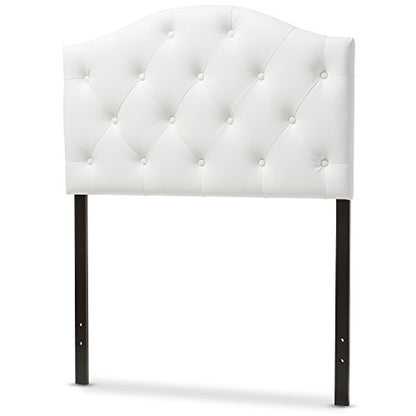 Baxton Studio Myra Modern and Contemporary White Faux Leather Upholstered Button-Tufted Scalloped Twin Size Headboard - color: White, size: Twin