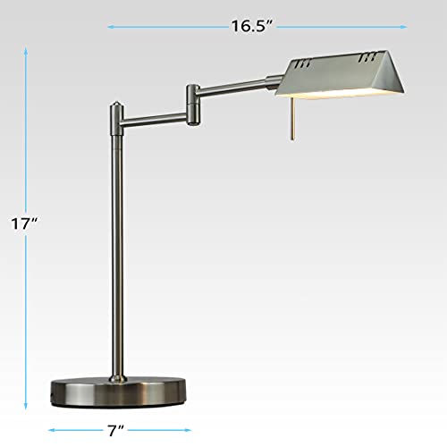 O'Bright LED Pharmacy Table Lamp, Full Range Dimming, 12W LED, 360 Degree Swing Arms, Desk, Reading, Craft, Work Lamp, ETL Tested, Brushed Nickel - color: Brushed Nickel