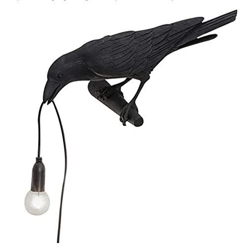 NorDiem Crow Table Lamps Bird Desk Lamp Bedroom Wall Sconce lamp Light Resin Decoration E12 110V LED Bulb (Right Black Wall Lamp) - color: Right Black Wall Lamp