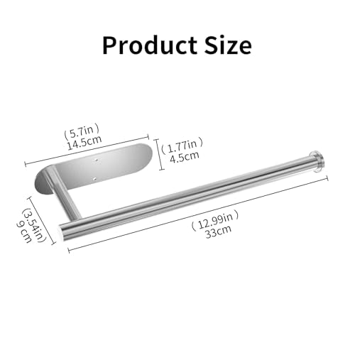 YeeBeny Pink Paper Towel Holder Self Adhesive Drilling for Kitchen Sliver | Paper Towel Holder As Wall Mount Tissue Rack Dual Install For Under Cabinet Saves Kitchen Counter Space - color: Sliver