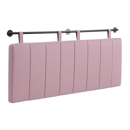 Queen Headboard Only, Wall Mounted Hanging Upholstered Bed Head Board | Modern Vertical Channel Design of Fine Linen, Elegant Pink Fluted Headboard for Bedroom (Pink, Queen Size) - color: Linen/Pink, size: Queen