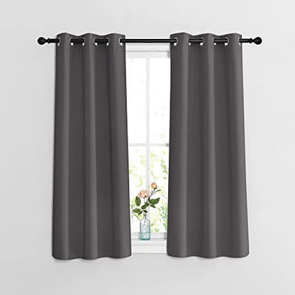 NICETOWN Bedroom Blackout Curtains 54 inch Long - Window Treatment Thermal Insulated Solid Grommet Room Darkening Drapes for Flat/Apartment (Set of 2, W37 x L54, Grey) - color: Grey, size: 37"W x 54"L (Pack of 2)