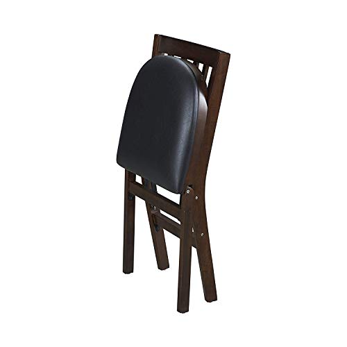 Stakmore Premium Solid Wood Dining Table Compact Folding Chair Set with Fabric Padded Upholstered Seat, Espresso/Black (Set of 2) - color: Espresso