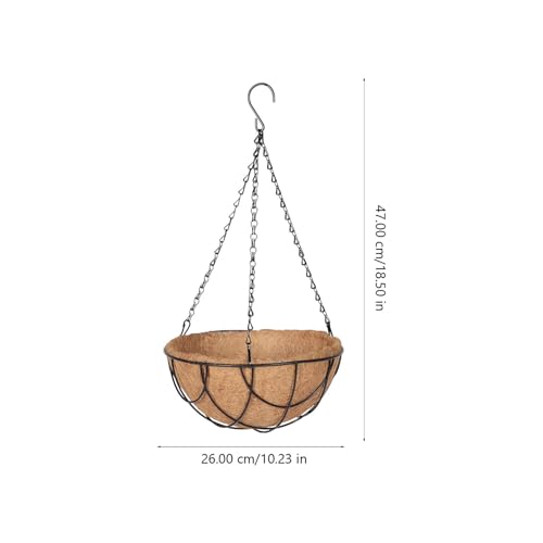 balacoo Outdoor Metal Hanging Planter Basket with Coir Liner, 10-inch Iron Wire Flower Pot for Balcony and Garden, Hanging Plant Container with Chains for Patio and Porch