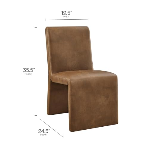 Modway Emory Faux Leather Dining Side Chair in Canyon - Single Armless Slipper Chair - Padded Vegan Leather Accent for Dining Room, Kitchen - color: Canyon