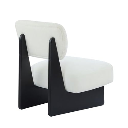 Christopher Knight Home Mores Low Profile Accent Chair Set of 2, Modern Living Room Armless Lounge Chair, Fabric Comfy Reading Chair for Bedroom, Wooden Frame and Thick Padded Seat, Black+White - color: Black+white N