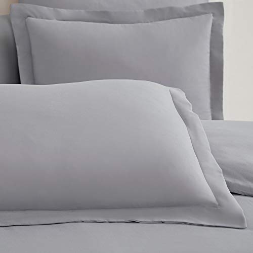 Mellanni Duvet Cover Set - 5 PC Iconic Collection Bedding Set | Hotel Luxury, Extra Soft & Cooling - Microfiber - Button Closure and Corner Ties (Queen, Light Gray) - color: 1364 Light Gray, size: Queen