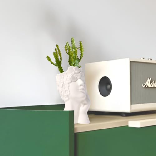 Ceramic Face Vase White Flower Vase for Decor, Female Face Vase Art, Modern Decorative Vase Centerpiece for Table, Shelf, Living Room, Office, Bedroom, Small - style: Vase shaped like a face1